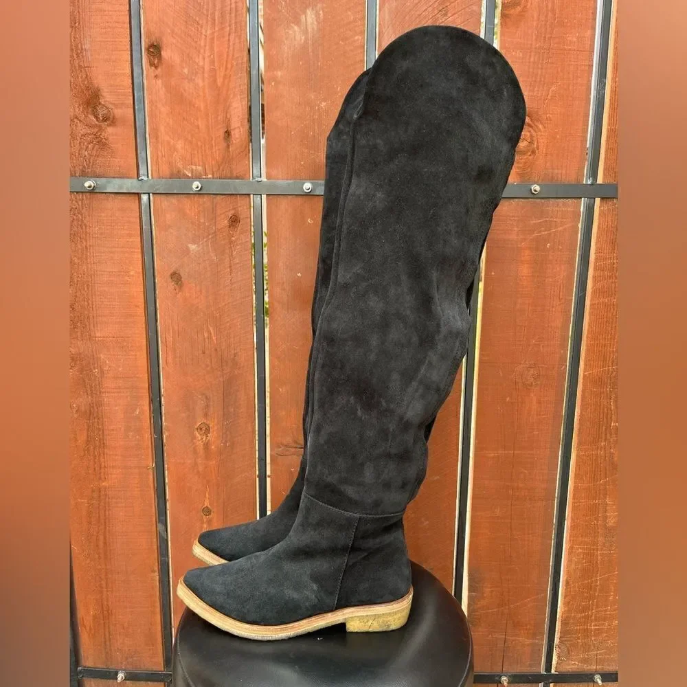 Free People Banks Over-The-Knee Boots Black Suede